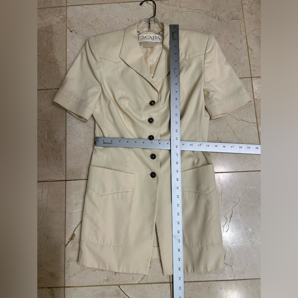 Escada Jacket, Short Sleeve, Button Front, Front Patch Pockets, Cream, Sz 6 / 36 - Picture 15 of 15